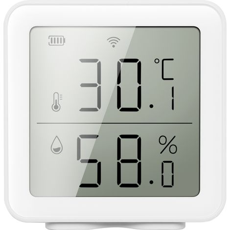 Sensor de temperatura y humedad WiFi inteligente Graffiti, compatible con hogares inteligentes, control por aplicación, blanco (1/5)