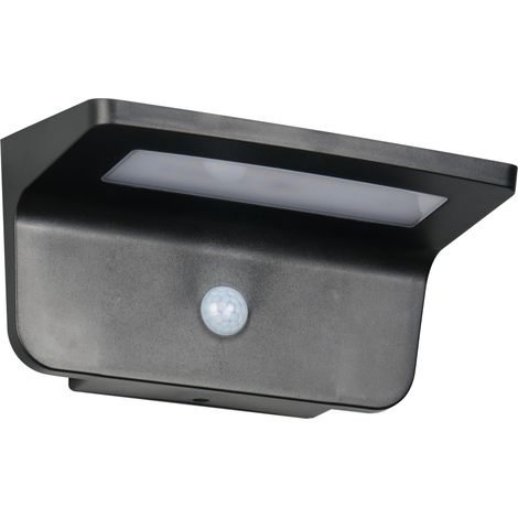 LED Applique murale solaire d’extérieur, Plastique Noir mat, 8 Watt LED, Hybride Solaire/Batterie, Capteur crépusculaire, Capteur de mouvement (1/5)