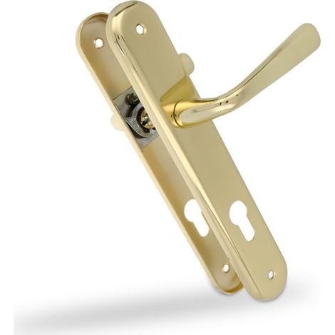 AMIG  Poignées sur plaque à cylindre  252PB85  250 x 40 mm  Acier / Zamak  Laitonné verni (1/5)