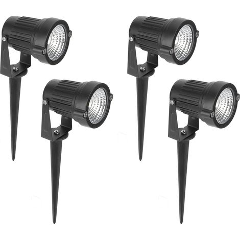 Lot de 4 projecteurs LED étanches d'extérieur, 12 V CC, pour éclairage paysager d'allée, de pelouse et de jardin. (1/5)