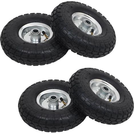 Lot de 4 roues de diable en caoutchouc 4.10/3.50-4 (260 x 83 mm) - Chariot - Manutention - remplacement (1/5)