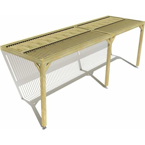 Pergola bois • 7m x 2m • adossée • sens largeur • lames orientables bioclimatiques incluses • livraison comprise (1/3)