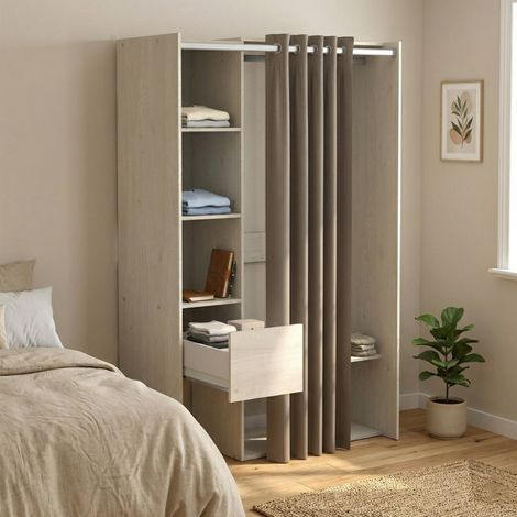 Dmora - Gran Armario Arnon, Muebles de dormitorio, Vestidor, Armario de ropa, 119x50 h183 cm, Roble (1/5)
