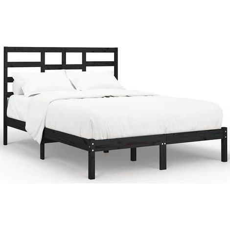 Maison Exclusive - Massivholzbett Schwarz 140x190 cm (1/5)