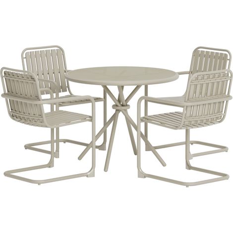 Ensemble Table de Jardin & 4 Chaises "Chios" 90cm Beige