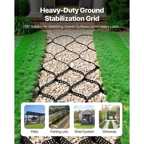 Stabilisateur de Gravier, 5x1,98 m, Grille de Stabilisation de Sol Géocellulaire, Profondeur 5 cm, Retenue de Gazon au Sol Stable, pour Allée, Patio, Jardin, Terrasse, Surfaces Planes, Pentes (1/5)