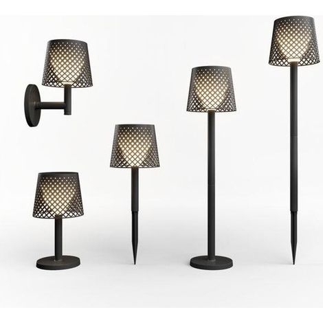 LED Außenlampe Akku Solar 5-in-1 mit Erdspieß Wandhalterung Tischgestell Dämmerungssensor kabellos IP65 Außenleuchte (1/5)