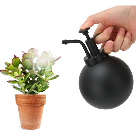 Arrosoir 500 ml, style vintage, avec pulvérisateur à main, accessoire de jardin ou de balcon, noir. (1/5)