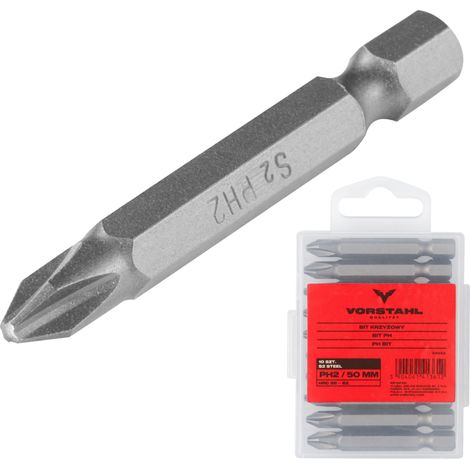 Foret cruciforme en acier S2 PH, jeu de 10 pièces PH2 50 mm Vorstahl (1/5)