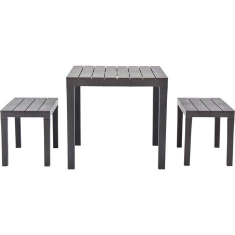 Maison Exclusive - Gartentisch mit 2 Bänken Kunststoff Braun