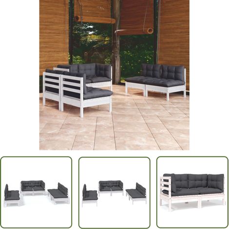 The Living Store 6-tlg. Garten-Lounge-Set mit Kissen Kiefer Massivholz - Garten Lounge Set - Kiefernholzmöbel - Outdoor Möbel - Gartenmöbel - Loungemöbel (1/5)