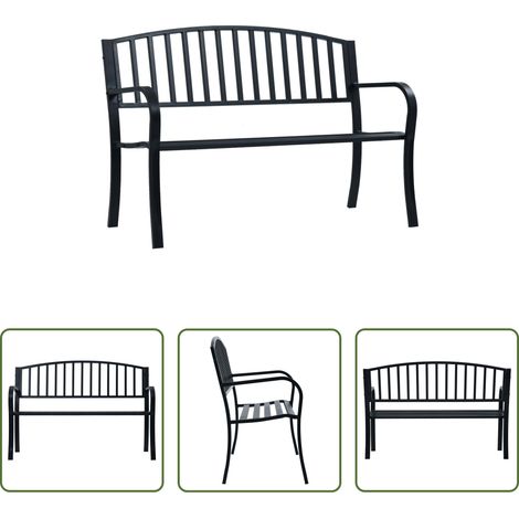 vidaXL Banc en acier -  Banc de jardin 125 cm Noir Acier (1/5)