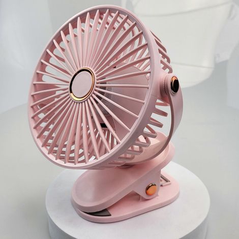 Mini ventilador portátil con clip y pantalla LED, ventilador de escritorio silencioso de 5 velocidades, ventilador personal a pilas para oficina y hogar. (1/5)