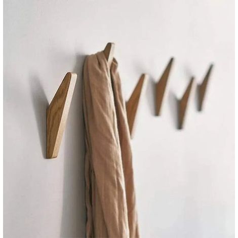 6 Vintage-Holzhaken, Tragkraft 5 kg, Wandhaken, Kleiderhaken, Mehrzweckhaken, Schlüsselhaken (6er-Pack) (1/3)