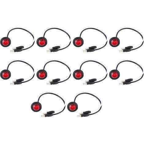 Feux de position latéraux/feux de balisage à DEL de 10 3/4 pouces avec bornes 12 V CC, adaptés aux voitures, remorques, camions et yachts, rouges. (1/5)