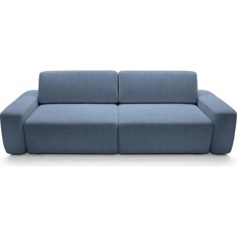IVY - Canapé droit convertible coffre tissu chiné 3 places Bleu (1/5)
