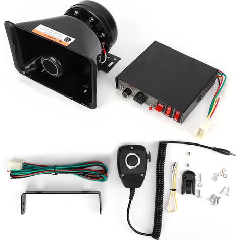 Avertisseur sonore puissant 9 sons Klaxon alarme incendie 130dB 200W avec haut-parleur mégaphone