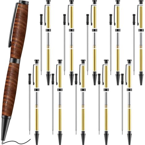 de 10 stylos fins en bois à plateau tournant 7 mm avec (1/5)