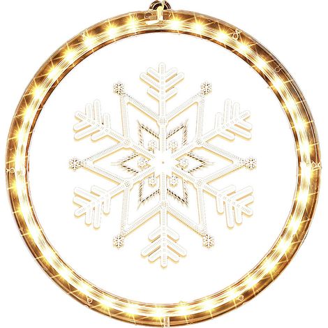 Lampe De Fenêtre De Noël - Guirlande Led Avec Ventouse - Diamètre 24 Cm - Alimentation Par 3 Piles AAA - Pour Décoration Intérieure Et Extérieure - 1 Pièce