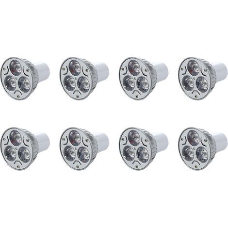 8x GU10-Glühbirne mit 3 warmweißen LEDs (3 W, 5 W, 12 V) (1/5)