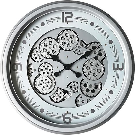Horloge moderne argentée à mécanismes 52cm (1/3)