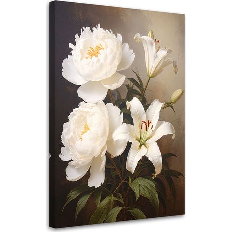 Stampe su Tela, Gigli e peonie fiori bianchi, 20x30 (1/5)