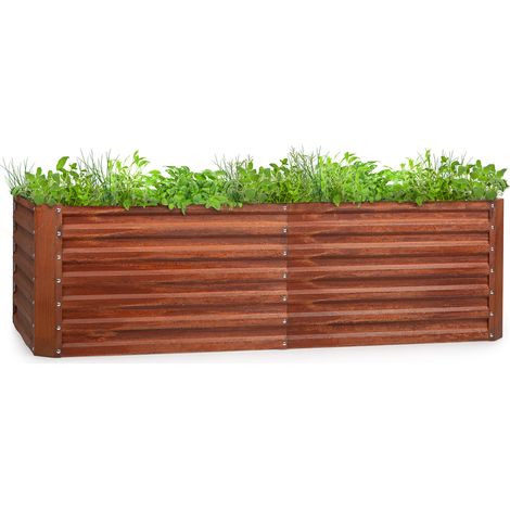 Blumfeldt – Potager surélevé en tôle d'acier galvanisé 200 x 60 x 100 cm – Finition rouille – Montage facile – Résistant aux intempéries