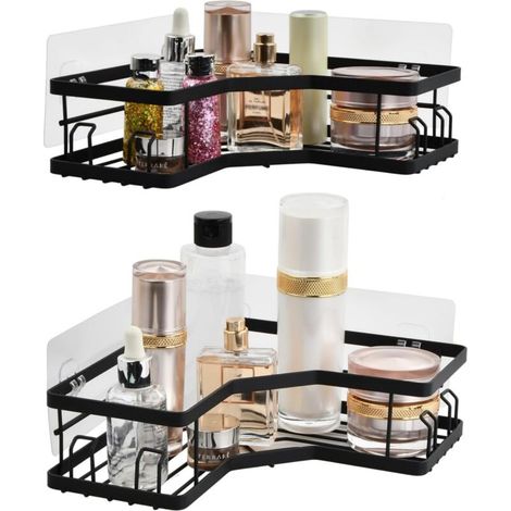 Corner Shower Baskets - No Drilling Required, Black