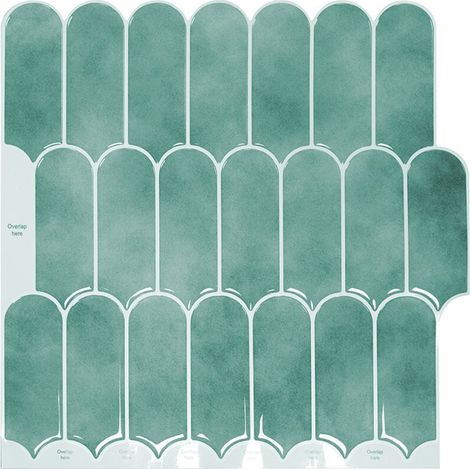 Green self-adhesive tile wallpaper, 30 x 30 cm, mosaic-style wall sticker, waterproof decorative film for bathroom and kitchen wall tiles MUMU (1/4)