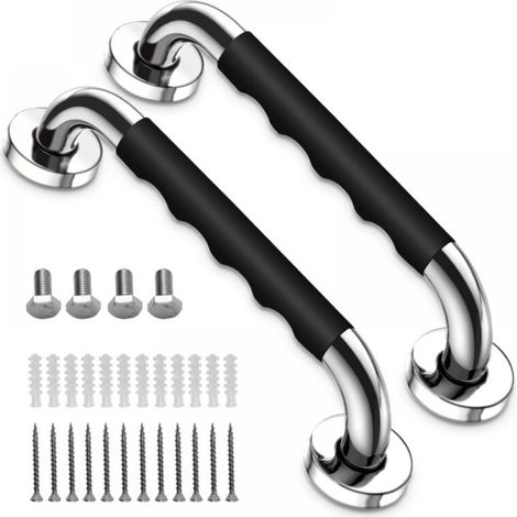 (Pack of 2, 30cm) Non-Slip Stainless Steel Accessible Bathroom Grab Bars (1/5)