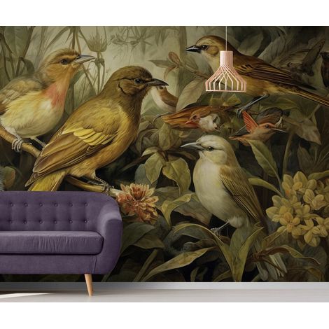 Papier Peint Animaux - Oiseaux Chanteurs dans la Jungle - 150 x 250 cm (1/2)
