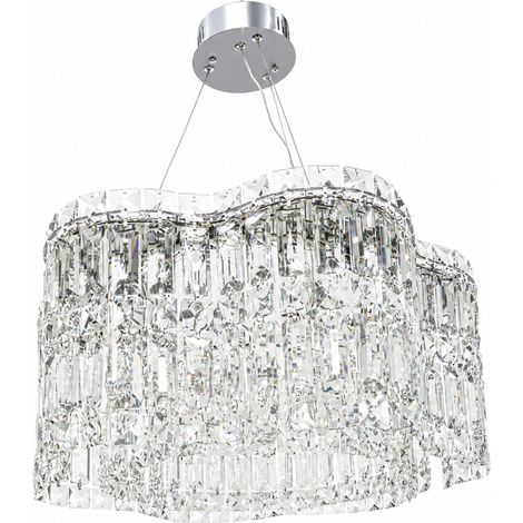 Lustre LED en cristal Ø60 cm, multicouche suspension, 3 températures de couleur, plafonnier de luxe pour moderne espaces de vie