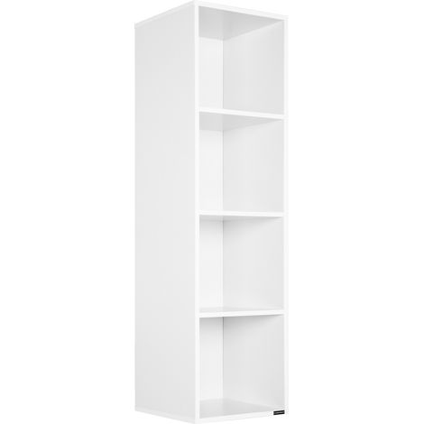 Casaria – Bibliothèque blanche 106 x 30 x 30 cm – 4 compartiments ouverts – Charge 10 kg par compartiment – Meuble de rangement moderne (1/8)