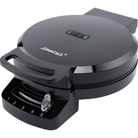 Steba WE 1 Gaufrier revêtement anti-adhésif, voyant lumineux, rabattable, réglage de la température en continu noir Y305062 (1/5)