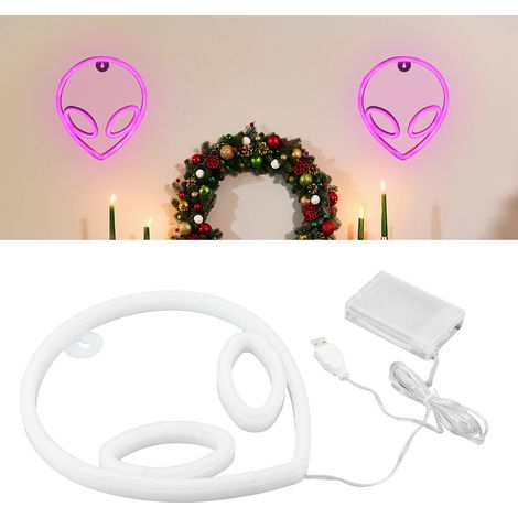 Enseigne lumineuse LED néon en forme d'extraterrestre, enseigne murale rose pour chambre d'enfant, décoration pour fête d'anniversaire (1/5)
