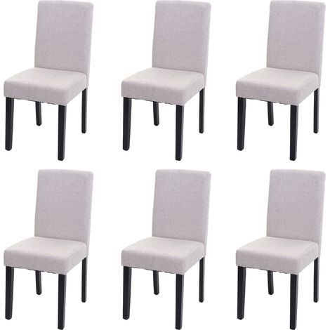 Set 6x sedie Littau tessuto soggiorno cucina sala da pranzo 43x56x90cm avorio beige piedi scuri
