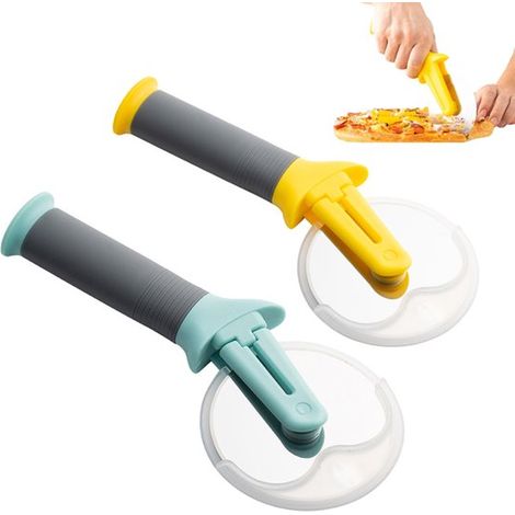 2 teiliger Pizzaschneider, vertikaler Pizzaschneider aus Metall Vertikaler Teigschaber mit ergonomischem, rutschfestem Griff, Pizzateigroller, Kü (1/5)