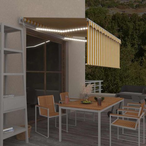 vidaXL Toldo automático persiana LED sensor viento amarillo 3,5x2,5 m (1/5)