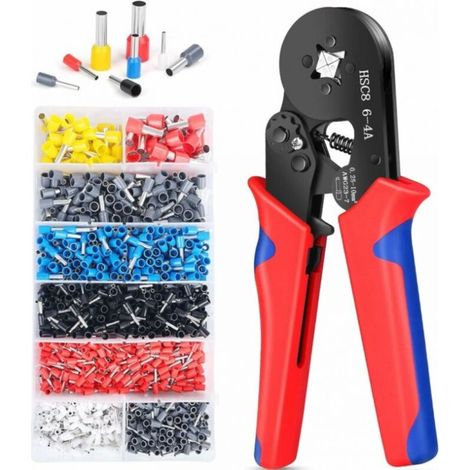 Pliers and Pincers Ferrule Crimping Tool Kit with 1200Pcs Wire Ferrule Terminals Kit, Self-Adjusting Crimping Pliers, Ferrule Crimper for AWG 23-7 (0.25-10mm2)