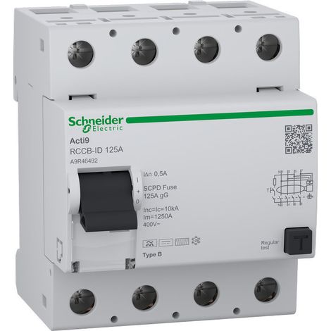 Acti9 RCCB-ID - interrupteur différentiel - 4P - 125A - Type B - 500mA (A9R46492)