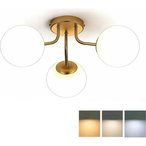 Plafonnier moderne en verre, E27, lumière tricolore (3000-6000K), applique murale LED, lustre décoratif, convient pour la salle à manger et le salon. (1/5)