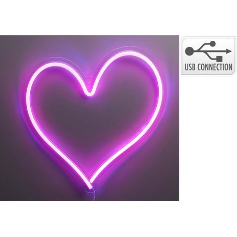 Lumière LED néon décorative cœur, 32 x 34 cm