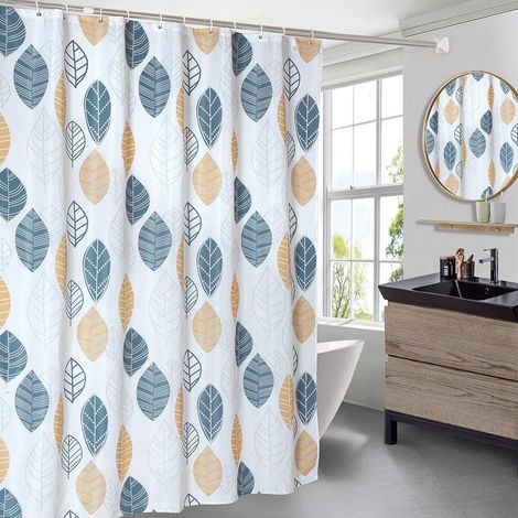 Rideau de Douche, Feuilles de Polyester Peinture Rideau de Bain de Douche Rideau de Salle de Bain tanche(180  180CM).