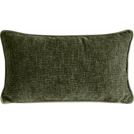 Taie d'oreiller Rosi/01 en chenille olive 30x50 cm (1/3)