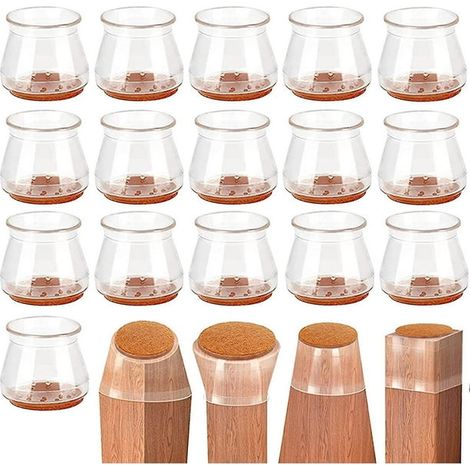 Lot de 16 Protège-pieds de chaise en Silicone - Embouts antidérapants pour pieds de meubles, protection sol et réduction de bruit, 4 tailles assorties, transparents et robustes. (1/5)