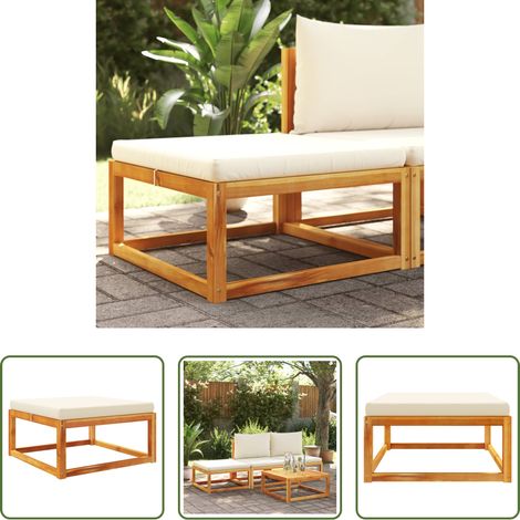 Holz -  Gartenhocker mit Kissen 65x65x29 cm Massivholz Akazie (1/5)