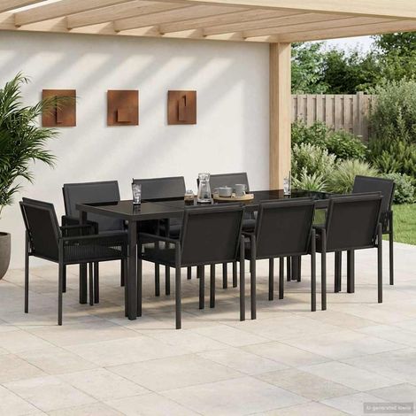 Set da Pranzo per Giardino 9 pz Nero polyrattan vidaXL (1/5)