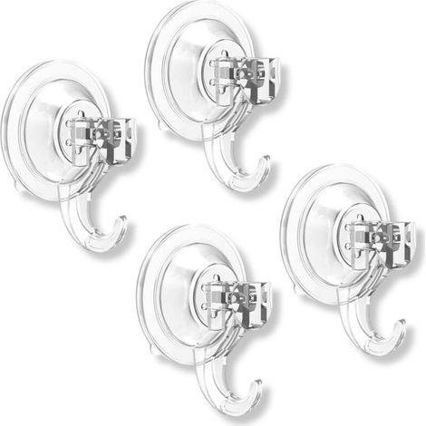 Ganci adesivi senza foratura – Confezione da 4 ganci trasparenti in silicone per bagno, cucina e finestre