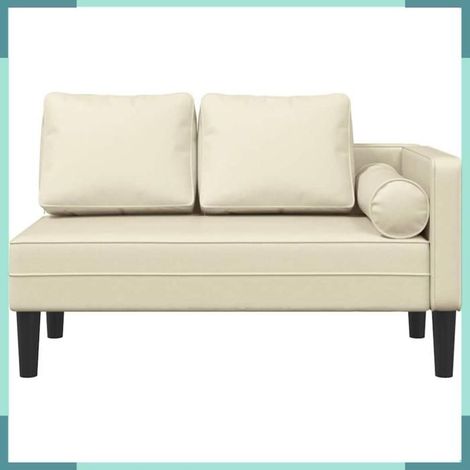 4007565 Chaise longue avec coussins crème similicuir (1/5)