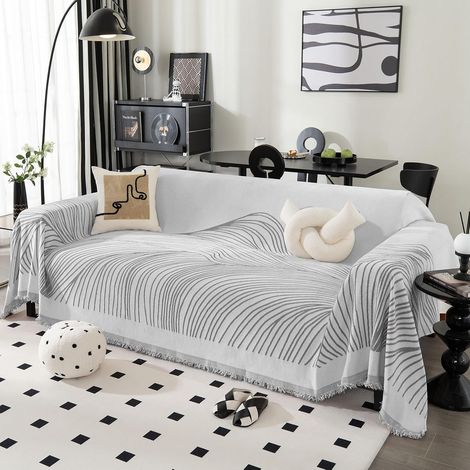Housse de canapé,180 x 300 cm Couvre Canape Chenille,Lavable,Chiens Anti Griffe,Protection de Meubles pour 2 3 Places,Salon Chambre à Coucher Voyage,Utilisable Toute l'année(Gris) (1/5)
